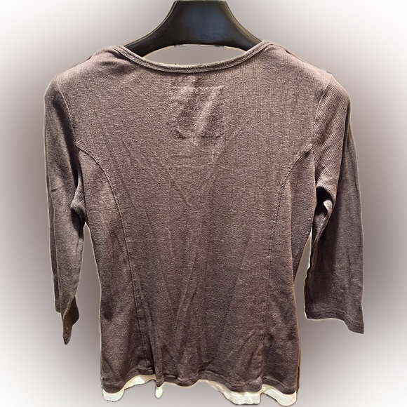 Currants Faux Layered Brown and Cream Shirt - Picture 2 of 3